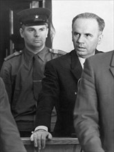 Penkovsky-wynne spy trial, may 1963, penkovsky in the courtroom listening to the verdict being read.