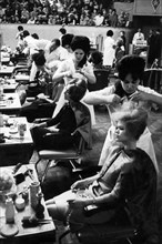 Master hairdressing competition, moscow, ussr, 1964.