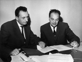 Soviet scientists nikolai basov (right) and alexander prokhorov, winners of the nobel prize in quantum electronics, 1964.