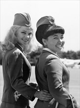 Aeroflot stewardesses galina krainikova and tleuhora boshumova, 1966.