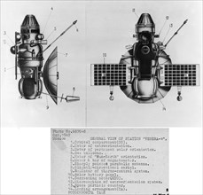 Diagram of soviet space probe, venera 4, 1967.