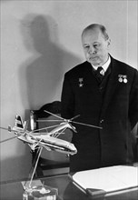 Mikhail mill, leading soviet helicopter builder, ussr, head of mil helicopter design bureau, 1969.