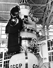 Soviet venus probe venera 7 in the testing and assembly area, ussr, 1970.