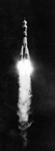 Launch of the rocket bearing the soyuz 11 spacecraft, june 6, 1971.
