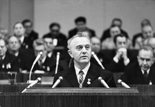 Eduard shevardnadze, first secretary of the central committee of the communist party of georgia, speaking at the joint jubilee session of the cpsu central committee, the ussr supreme soviet, and the r...
