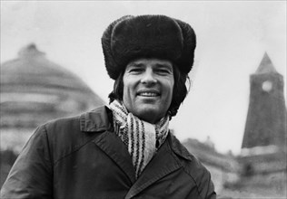 American singer, actor and director dean reed in red square in moscow, ussr, 1973.