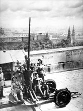Antiaircraft gunners defending the moscow sky during world war ll.