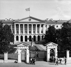 The smolny in leningrad, the headquarters of the great october socialist revolution of 1917, leningrad, 1977.