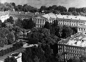 The smolny in leningrad, the headquarters of the great october socialist revolution of 1917, leningrad 1977.