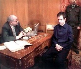 Moscow, russia, march 14, 2000, notorious chechen warlord salman raduyev /r/ started testifying on monday evening on 'episodes' of apartment houses' blasts in moscow last september to investigator of ...