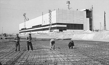 Kiev region, ukrainian ssr, ussr, construction of the chernobyl nuclear power plant, july 1, 1975.