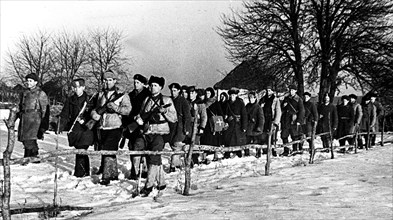 Guerillas, partisans, kursk region, ussr, january 1943, world war 2.
