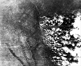 World war one, aerial view of a gas screen in germany.