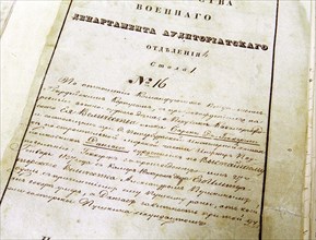 Facsimile of a dutch government document concerning the case of baron jacob dantes-gekern (van heeckeren), dutch ambassador to the russian court, who was reducted to the ranks by an order of russian e...