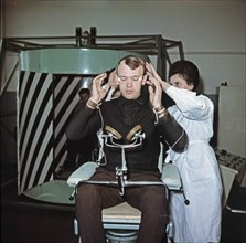 Soviet cosmonaut alexei yeliseyev during training for the soyuz 4 & 5 missions, 1969.