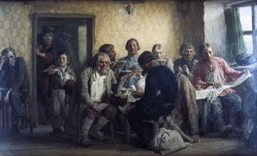 Tea-drinking in a tavern', 1874, oil on canvas, painting by victor vasnetsov.