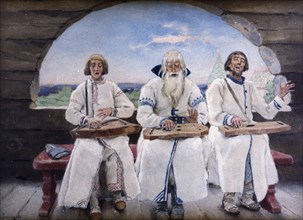 Dulcimer players', 1899, oil on panel, painting by victor vasnetsov.