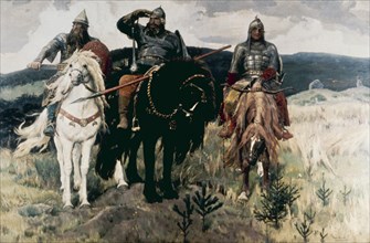 Bogatyri' (the heroes) by viktor mikhailovich vasnetsov, 1898.