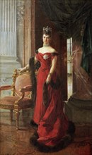 Portrait of empress maria fyodorovna by artist francois flameng is on display at the exhibition 'emperor alexander lli and empress maria fyodorovna' in the manezh central exhibition hall.