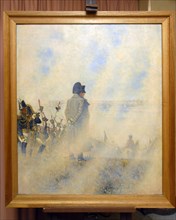 Moscow, russia,  painting 'napoleon near moscow, waiting for a boyar deputation' by artist vasily vereshchagin on display in the state history museum at the exhibition commemorating the 200th annivers...