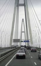 A new ring road's section from a cable bridge to the 'rossia' federal route (moscow highway) was opened for traffic, st, petersburg, russia, august 30, 2005.