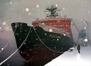 Russian atomic ice-breaker 'rossia', at her mooring in murmansk transpolar sea-port