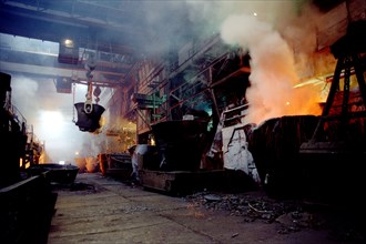 Norilsk, russia, november 26, 1996, melting plant of norilsk ore mining and processing enterprise, this enterprise is a leading one among those of the 'norilsky nickel' russian joint-stock company, it...
