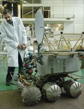 Chief specialist for planetokhod (planet rover) boris rostovtsev seen at the federal state unitary enterprise (fgup) lavochkin research and production association (npo), moscow region, russia, january...