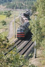 Chita region, train on the world's longest railway, the trans-siberian, june 1978.