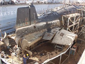 Arkhangelsk region, russia, august 27, 2001, a decommissioned russian n-submarine at the primary stage of utilization at the severodvinsk enterprise 'zvezdochka' in the frame of the intergovernmental ...