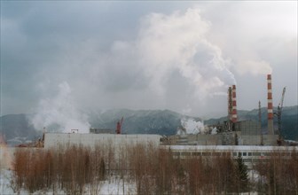 Baikal cellulose and paper factory in the irkutsk region, russia, december 1998.