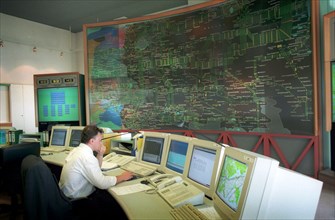 Gas supply control room in the central office of the gazprom company in moscow, russia.