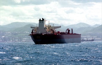Yuzhno-sakhalinsk, russia, june 25 1999: a view of a new,158,000-tonne tanker, okha