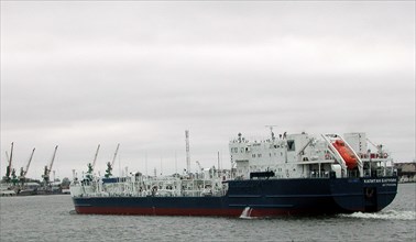 New tanker 'captain barmin'at the volgotanker shipping company, astrakhan, russia, october 18, new tanker 'captain barmin', with cargo-carryin capacity of 6 thousand tones, introduced at the volgotank...