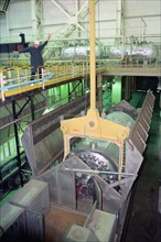 Krasnoyarsk territory,russia, november 28 2002: interior view of the nuclear waste storage ,one the biggest in russia, built at the zheleznogorsk mining and chemical enterprise , spent nuclear fuel is...