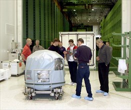 Kazakhstan, march 23, 2003, pre-launch work on the european space vehicle 'mars express' (in pic) began in baikonur.