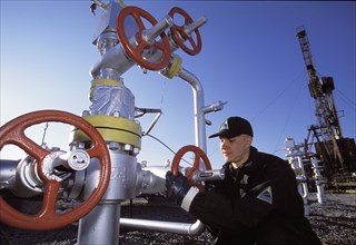 Oil wells of southern surgut oil fields of yuganskneftegaz company, khanty-mansi autonomous area, russia, october 12 2004.