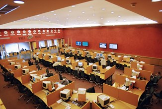 In the trading room of the moscow interbank currency exchange (micex), russia, 2006.