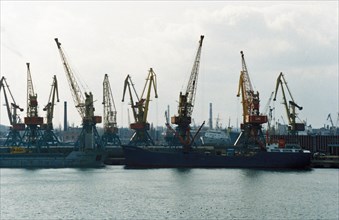 Commercial seaport of odessa, ukraine, may 1997.