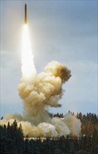 Test launch of the silo-based missile topol-m (rt-2utth), nato designation: ss-27, plesetsk, russia, december 1998.