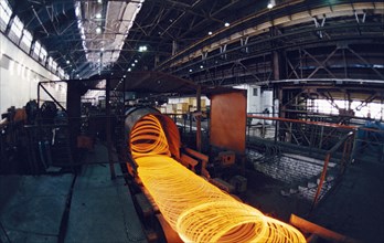 Rolling mill 150 of the beloretsk metallurgical plant in bashkiria, russia, august 1999.