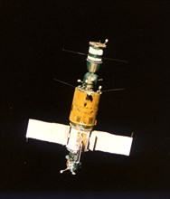 1978: soviet space station salyut 6, picture taken by soyuz 29.