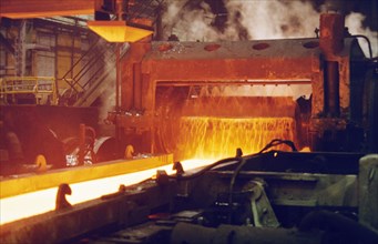The plate-rolling shop of the severstal steel company in cherepovets, vologda region, russia, march 2003.