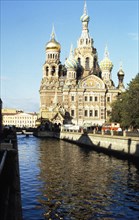 The cathedral of the resurrection on the griboyedov canal embankment in st, petersburg, russia.