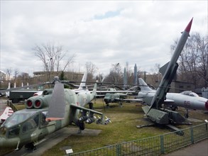 Military hardware on display in the outdoor potion of the central museum of armed forces, moscow, russia, april 2011.