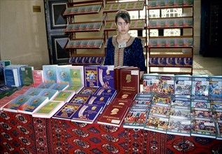 A book shop at the parliament of turkmenistan, where the presentation of the second volume of the book 'ruhnama' (tale about spirit) by turkmenistan's president saparmurat niyazov was held, september ...