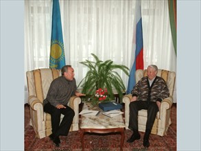 Presidents boris yeltsin of russia and nursultan nazarbayev of kazakhstan had an informal meeting at the residence rus in zavidovo outside moscow