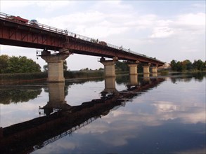 Russia, voronezh region, october 15, the restored bridge across the voronezh river located at the 500th kilometre of the 'don'' federal highway, october 14, 2004.