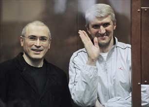 Moscow, russia, december 30, 2010, former yukos chief mikhail khodorkovsky (l) and his business partner