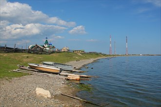 Irkutsk region, russia, july 27, 2011, lake baikal near listvyanka village.